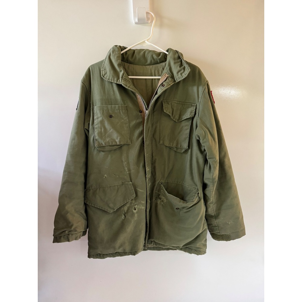 Vintage Military Field Jacket Thrashed Rolling Stones U2 Patches Olive Green